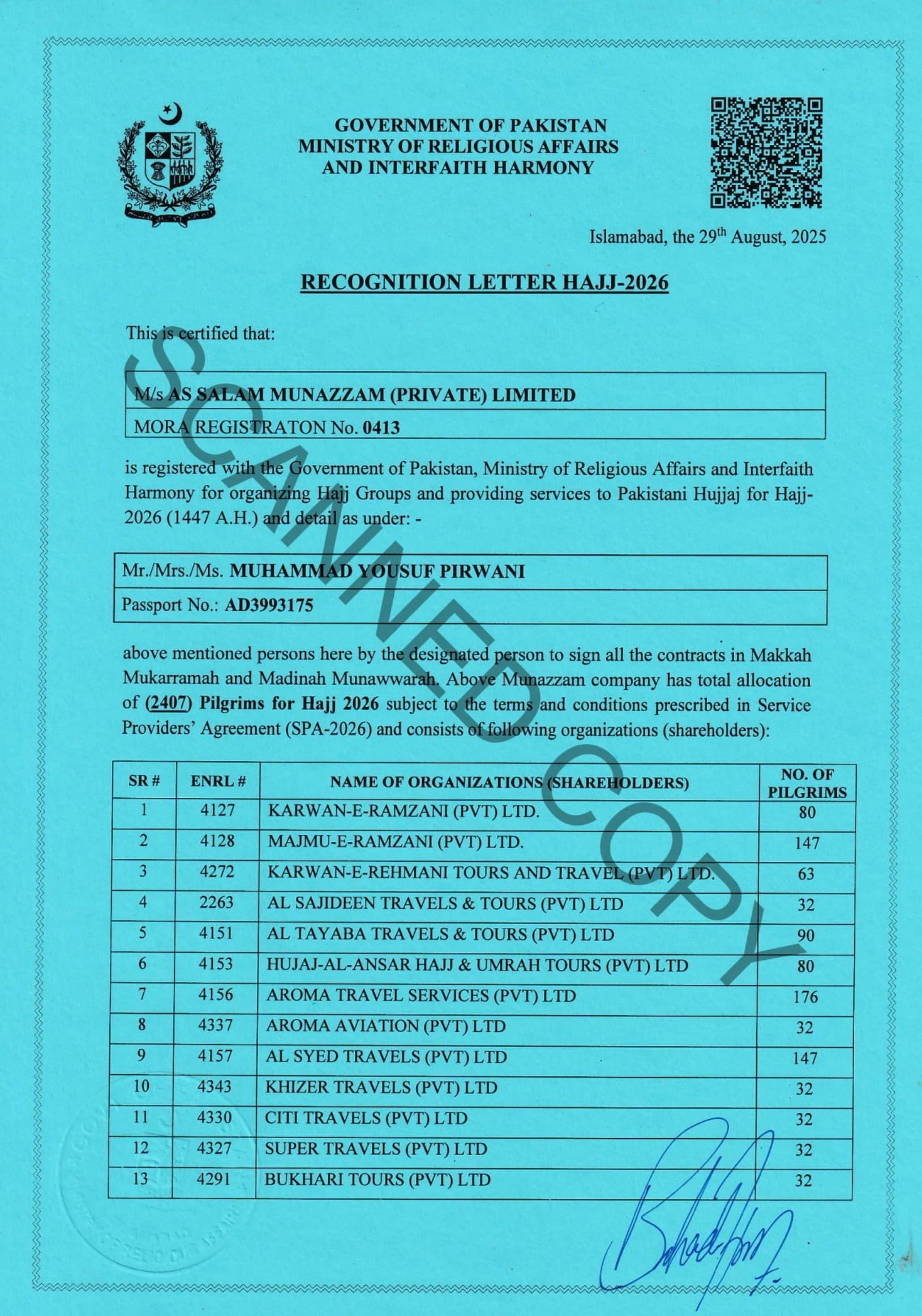 MORA Approval Letter - Page 1